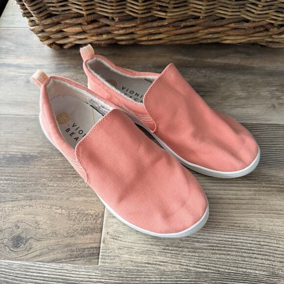 Vionic Beach Marshall Coral Pink Washable Canvas Slip-On Shoes Size 7 - Picture 1 of 6